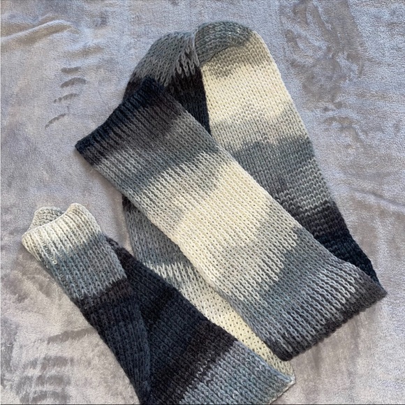 Accessories - Handmade Knitted grey black white scarf